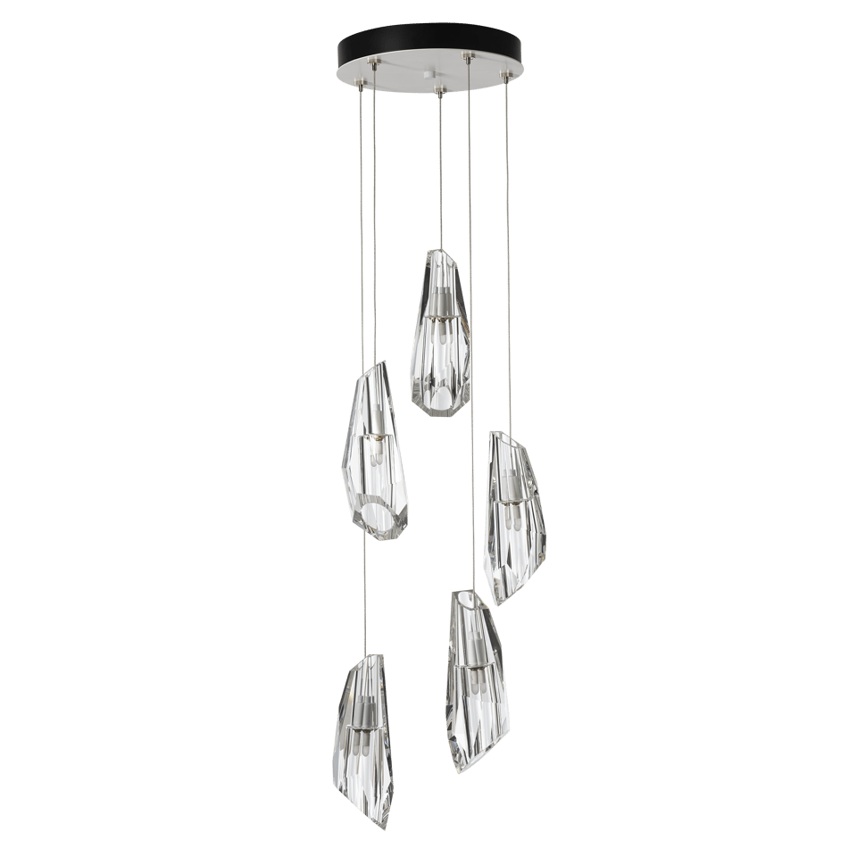 Luma 5-Light Pendant by Hubbardton Forge with Crystal Shades, Dimmable Feature, Multiple Finishes