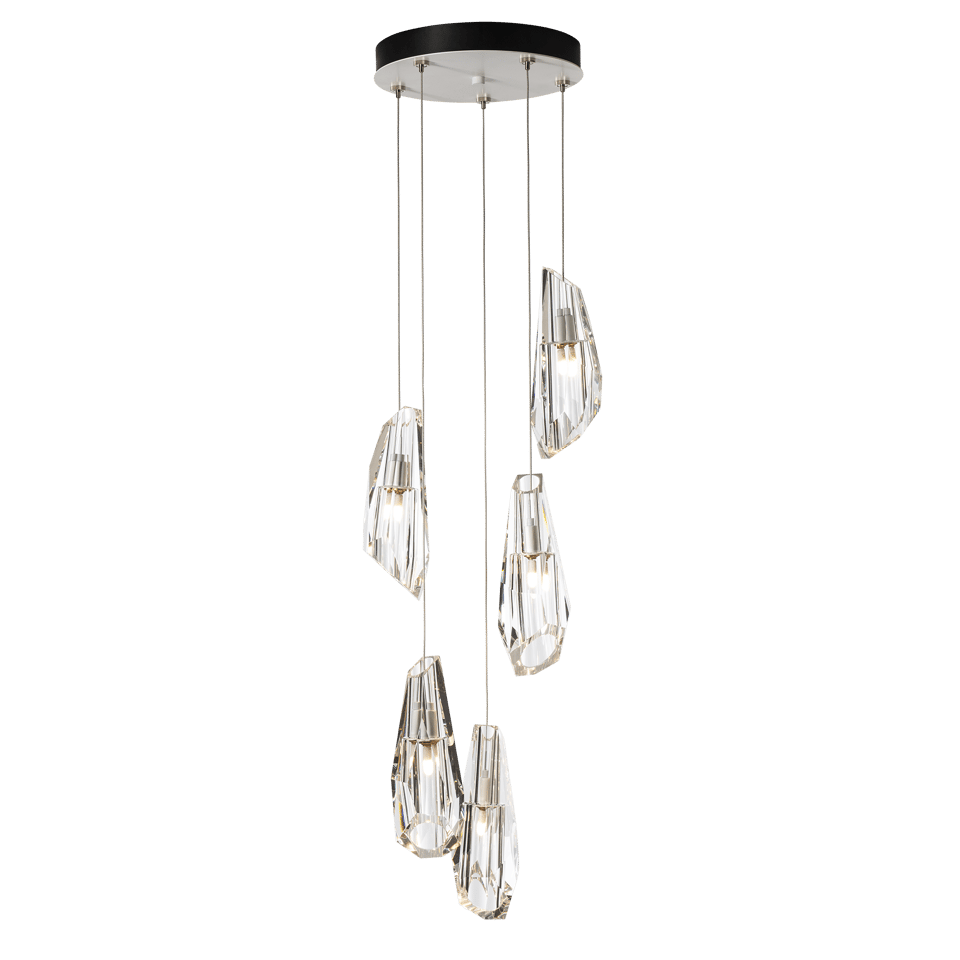 Luma 5-Light Pendant by Hubbardton Forge with Crystal Shades, Dimmable Feature, Multiple Finishes