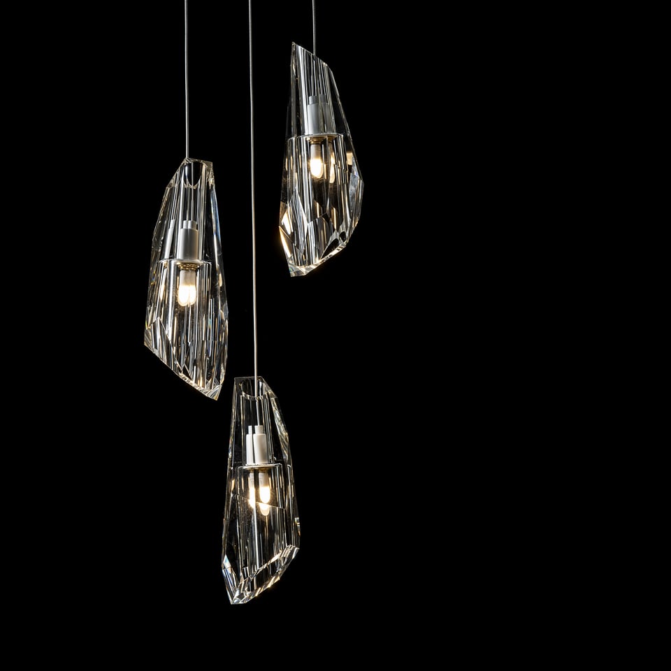 Luma 5-Light Pendant by Hubbardton Forge with Crystal Shades, Dimmable Feature, Multiple Finishes