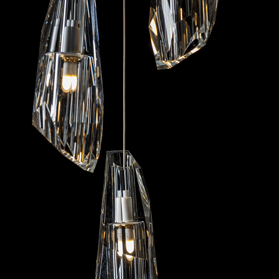 Luma 5-Light Pendant by Hubbardton Forge with Crystal Shades, Dimmable Feature, Multiple Finishes