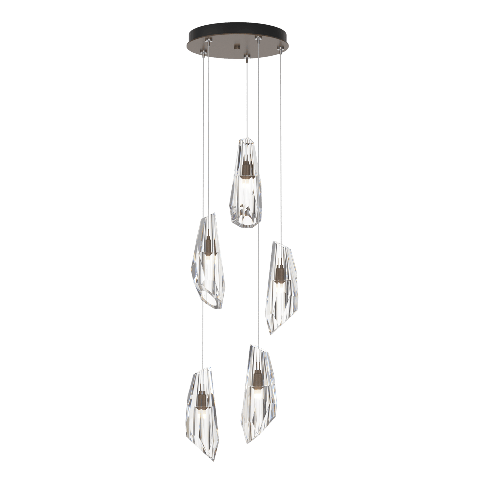 Luma 5-Light Pendant by Hubbardton Forge with Crystal Shades, Dimmable Feature, Multiple Finishes