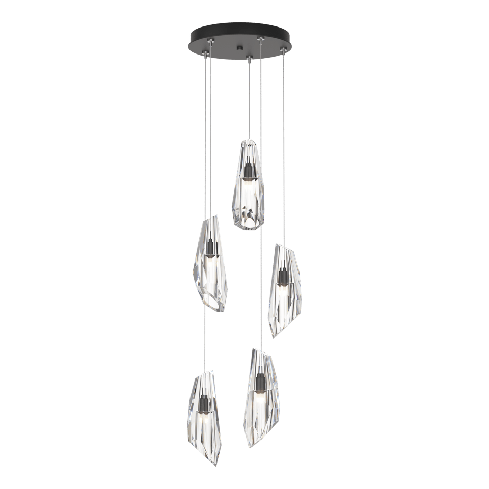 Luma 5-Light Pendant by Hubbardton Forge with Crystal Shades, Dimmable Feature, Multiple Finishes