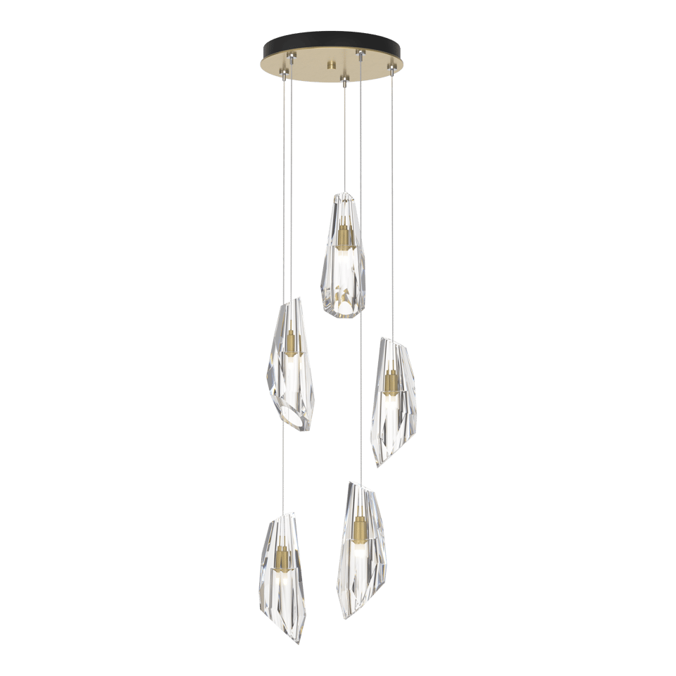 Luma 5-Light Pendant by Hubbardton Forge with Crystal Shades, Dimmable Feature, Multiple Finishes