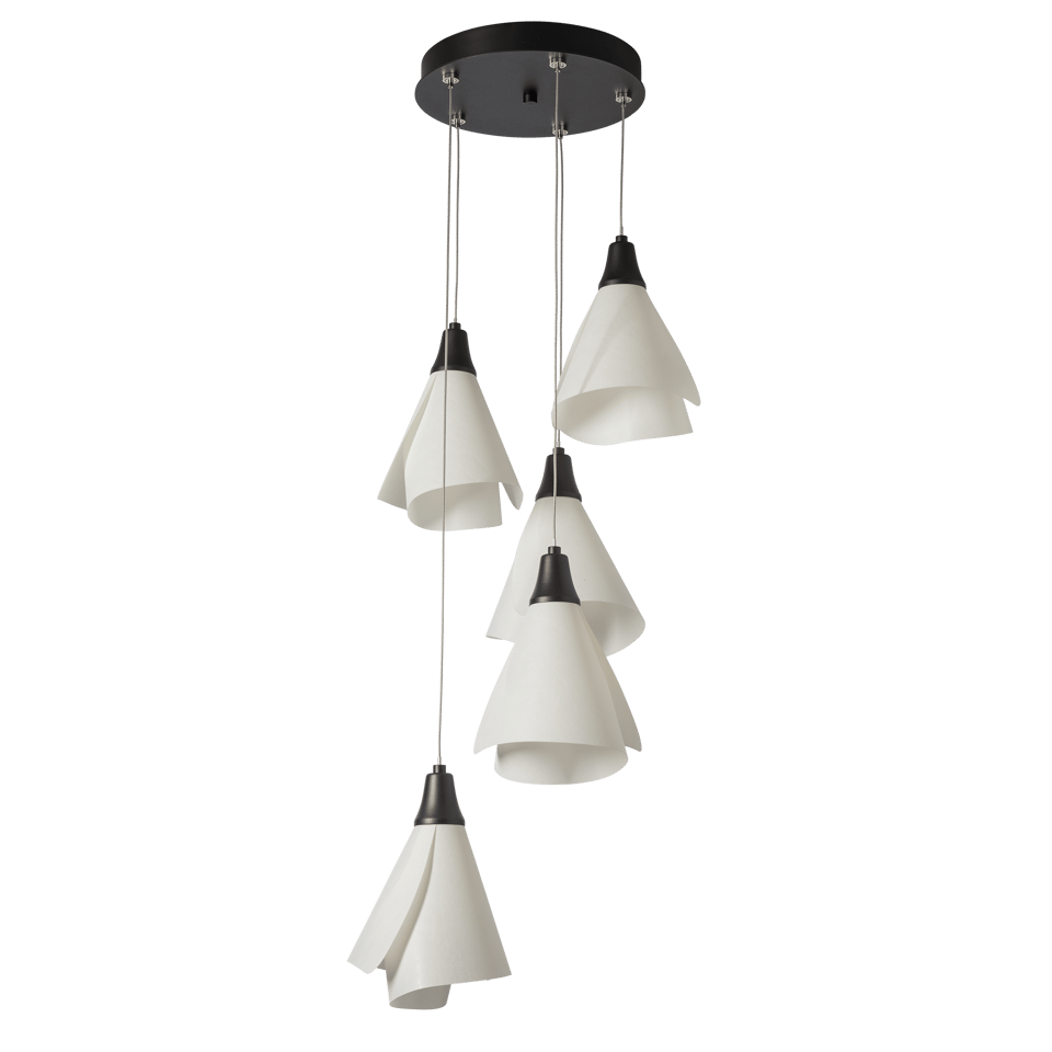 Mobius 5-Light Pendant Chandelier by Hubbardton Forge with Spun Frost Shades and Customizable Finish