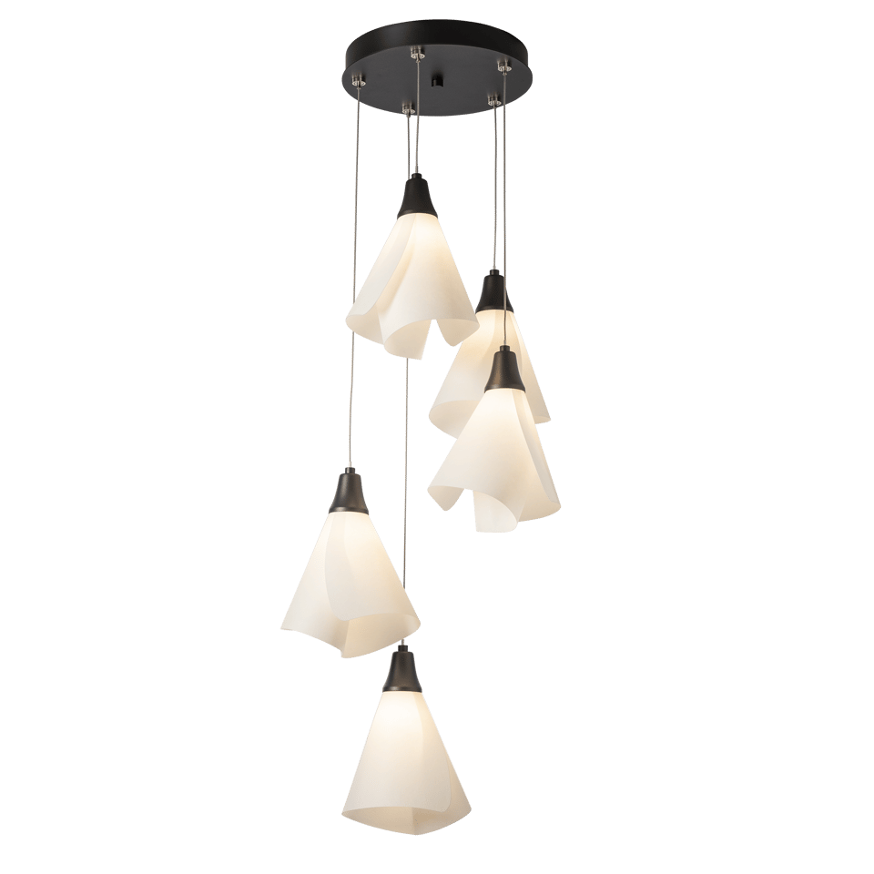 Mobius 5-Light Pendant Chandelier by Hubbardton Forge with Spun Frost Shades and Customizable Finish