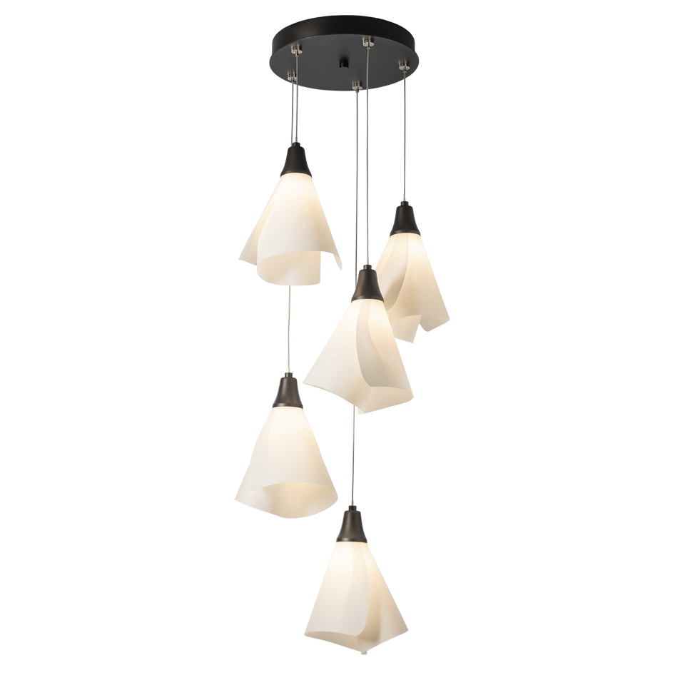 Mobius 5-Light Pendant Chandelier by Hubbardton Forge with Spun Frost Shades and Customizable Finish