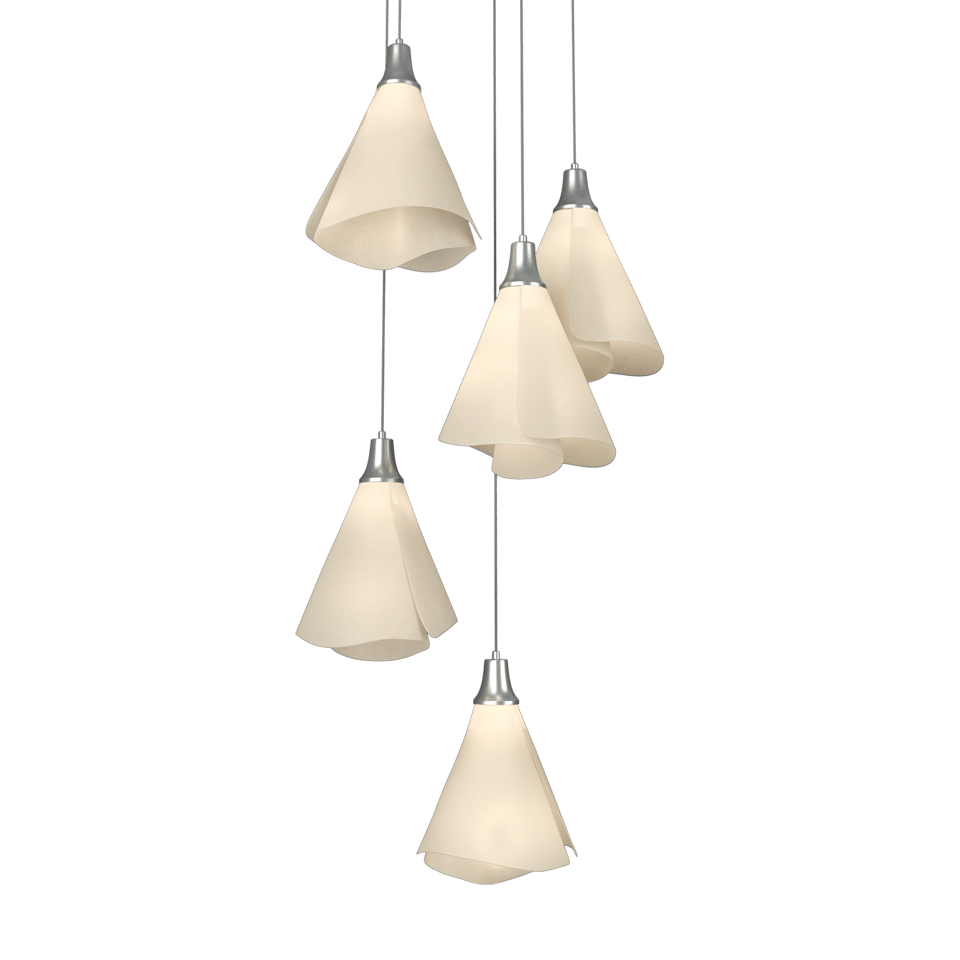 Mobius 5-Light Pendant Chandelier by Hubbardton Forge with Spun Frost Shades and Customizable Finish