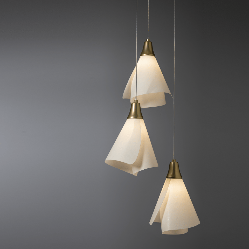 Mobius 5-Light Pendant Chandelier by Hubbardton Forge with Spun Frost Shades and Customizable Finish