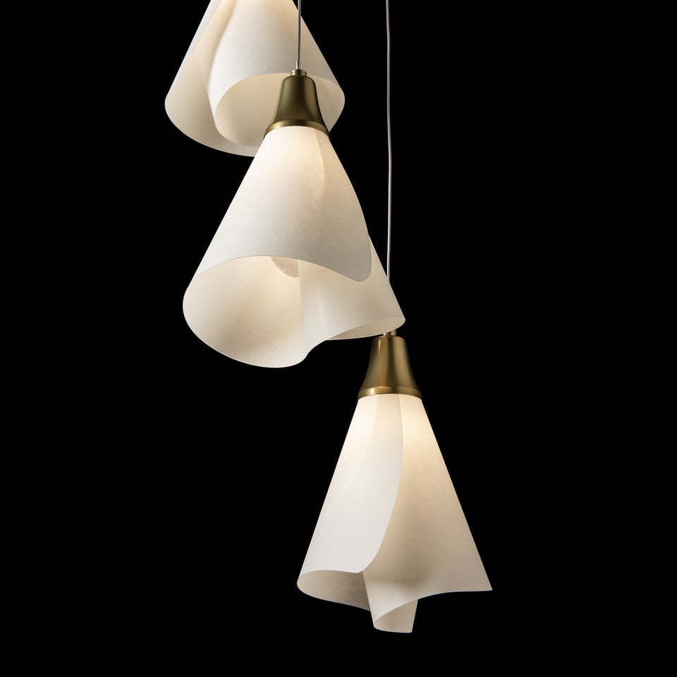 Mobius 5-Light Pendant Chandelier by Hubbardton Forge with Spun Frost Shades and Customizable Finish