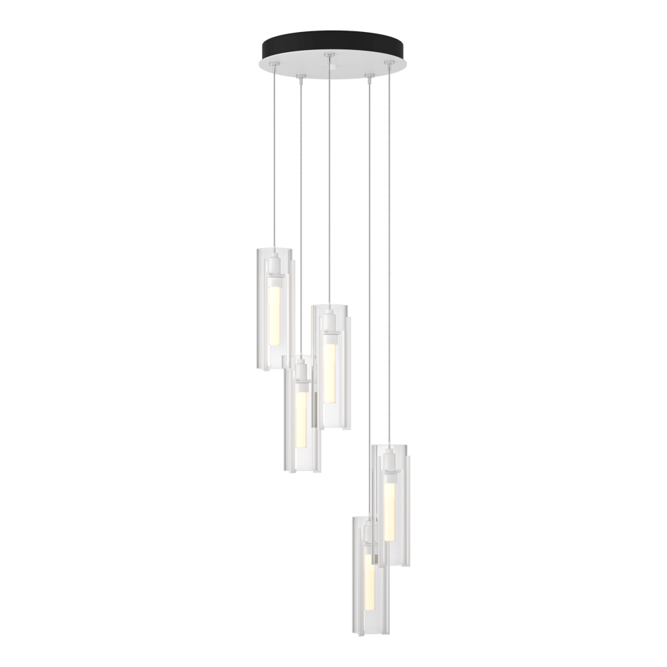 Hubbardton Forge Exos 5-Light Pendant - Customizable Height, Multiple Finishes, Dimmable Lighting