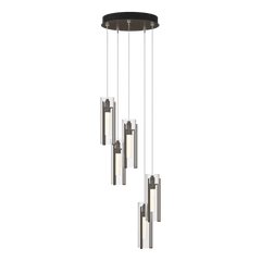 Hubbardton Forge Exos 5-Light Pendant - Customizable Height, Multiple Finishes, Dimmable Lighting