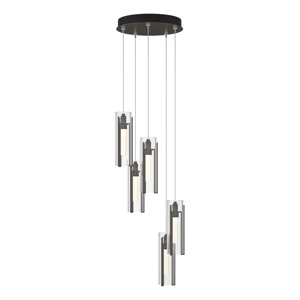 Hubbardton Forge Exos 5-Light Pendant - Customizable Height, Multiple Finishes, Dimmable Lighting