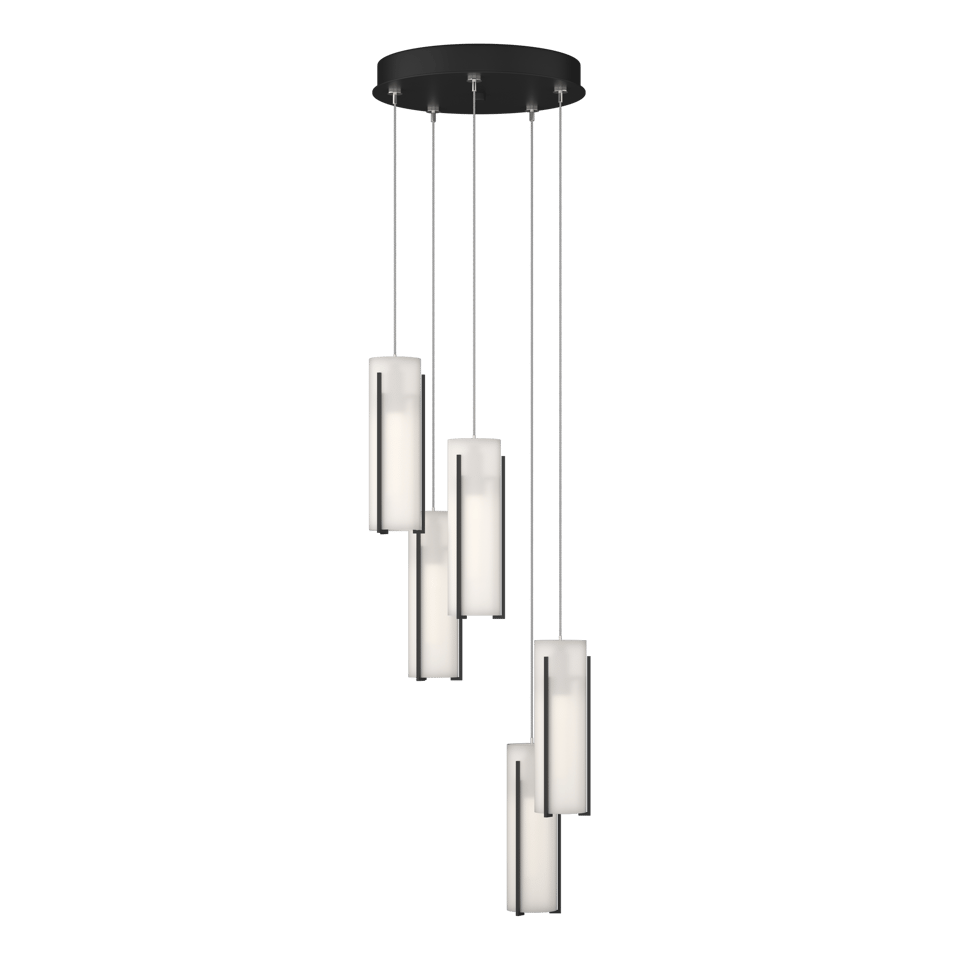 Hubbardton Forge Exos 5-Light Pendant - Customizable Height, Multiple Finishes, Dimmable Lighting