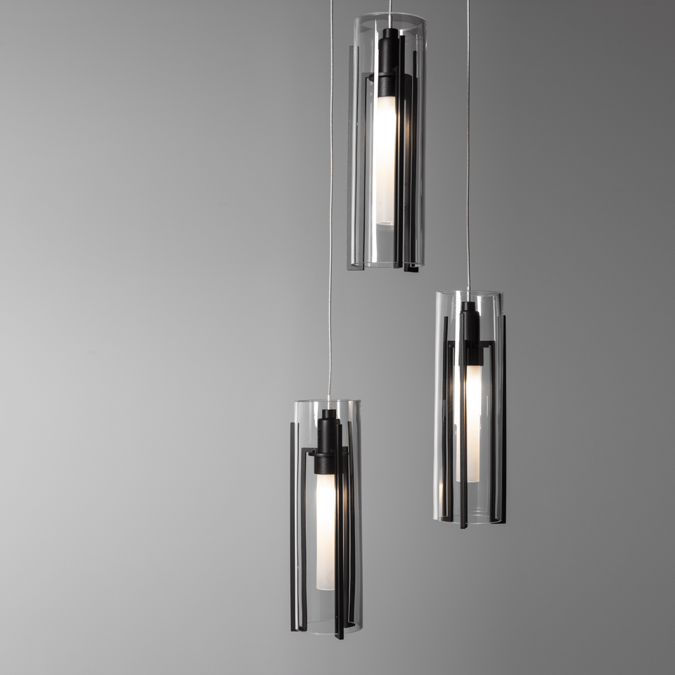 Hubbardton Forge Exos 5-Light Pendant - Customizable Height, Multiple Finishes, Dimmable Lighting