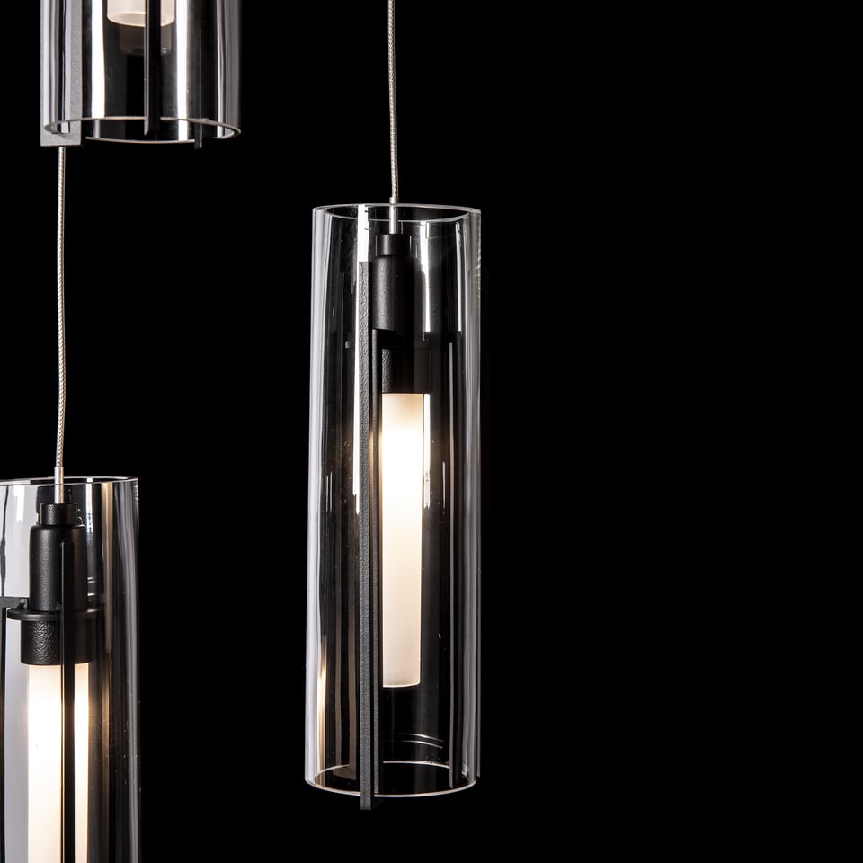 Hubbardton Forge Exos 5-Light Pendant - Customizable Height, Multiple Finishes, Dimmable Lighting