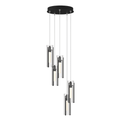 Hubbardton Forge Exos 5-Light Pendant - Customizable Height, Multiple Finishes, Dimmable Lighting