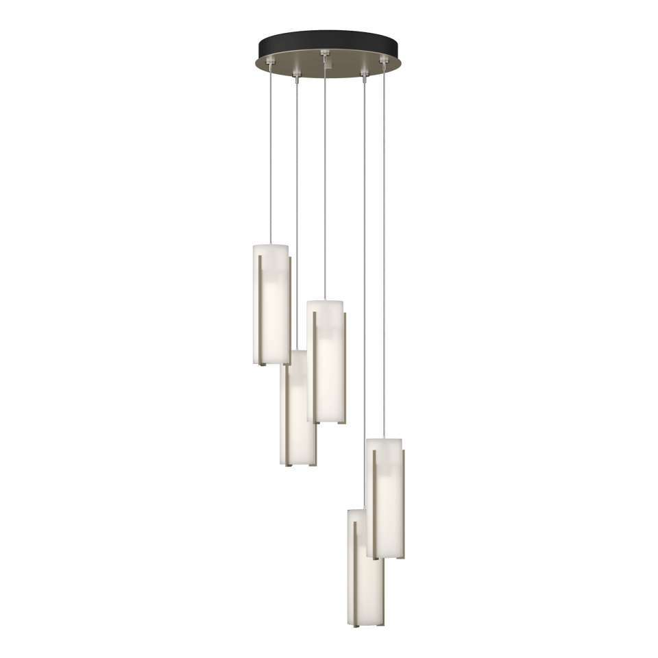 Hubbardton Forge Exos 5-Light Pendant - Customizable Height, Multiple Finishes, Dimmable Lighting