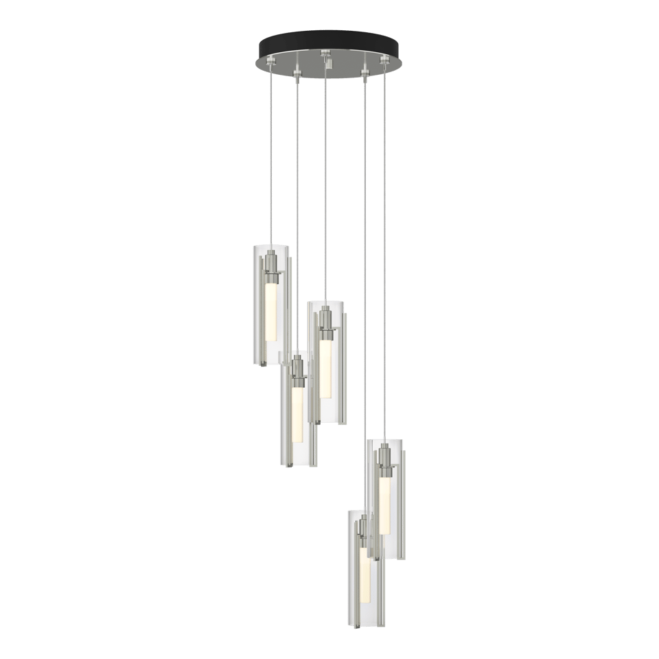 Hubbardton Forge Exos 5-Light Pendant - Customizable Height, Multiple Finishes, Dimmable Lighting