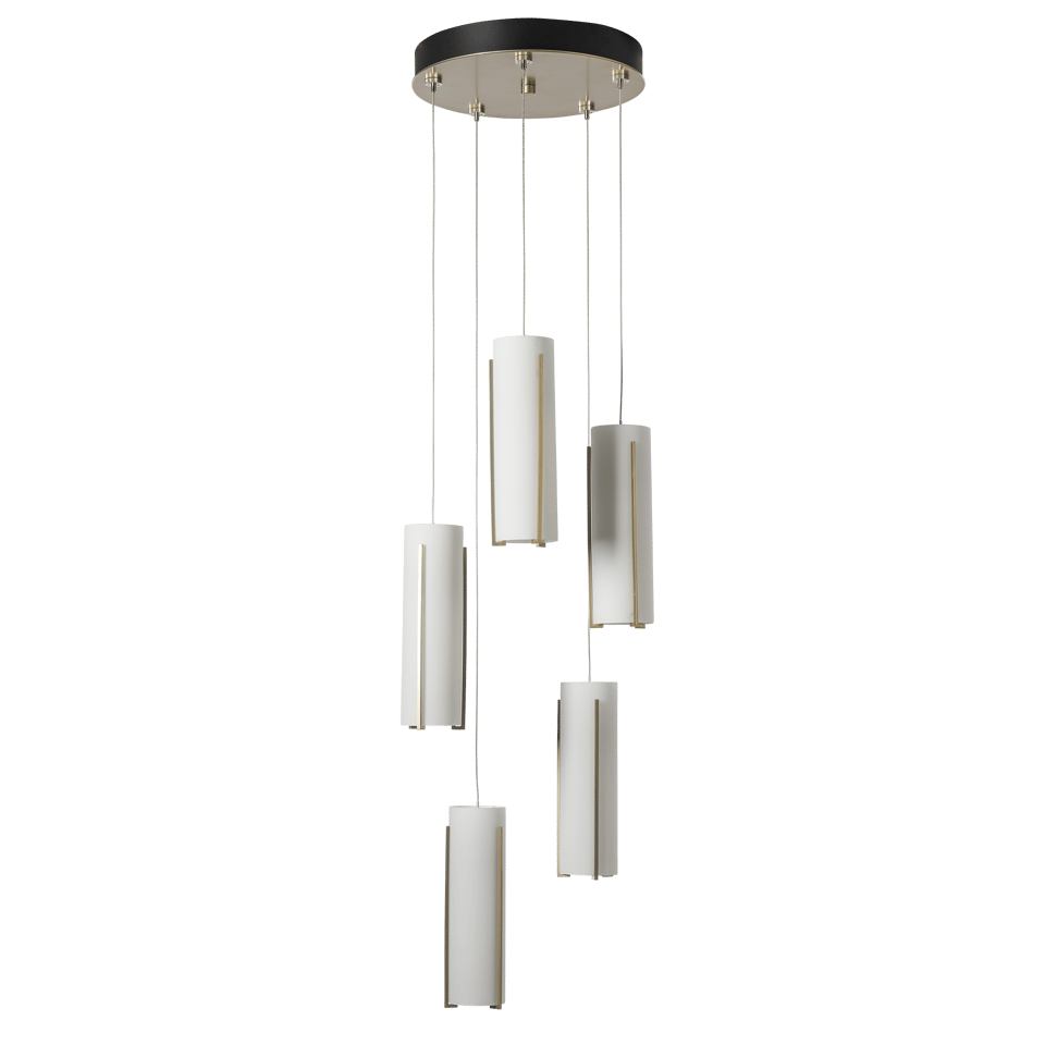 Hubbardton Forge Exos 5-Light Pendant - Customizable Height, Multiple Finishes, Dimmable Lighting