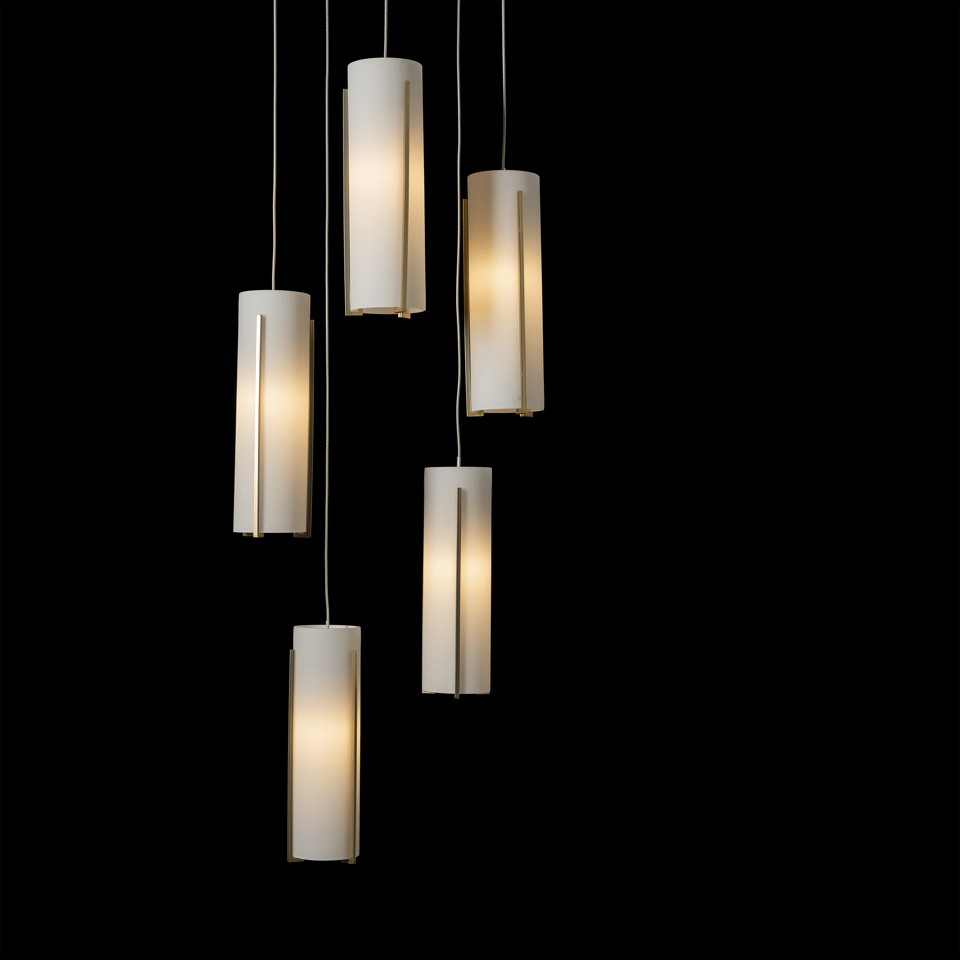 Hubbardton Forge Exos 5-Light Pendant - Customizable Height, Multiple Finishes, Dimmable Lighting