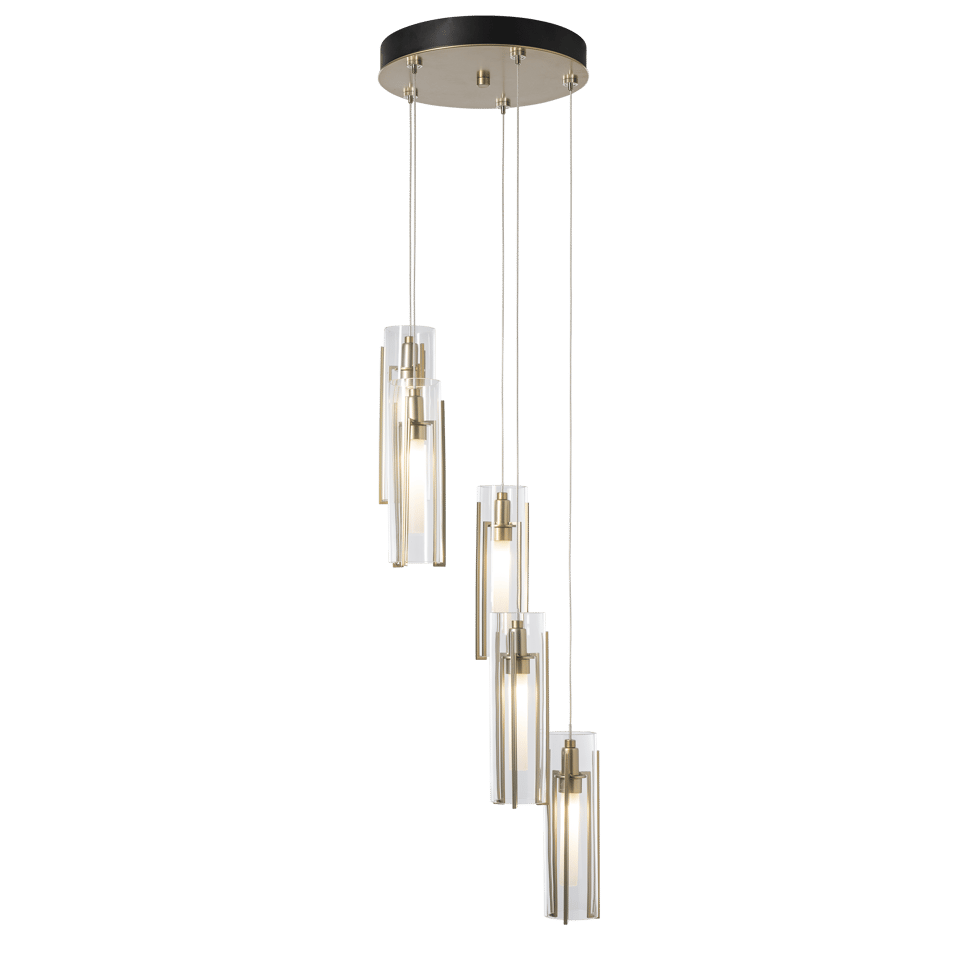 Hubbardton Forge Exos 5-Light Pendant - Customizable Height, Multiple Finishes, Dimmable Lighting