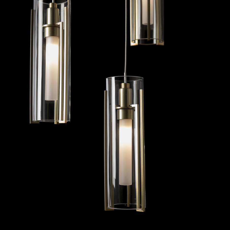 Hubbardton Forge Exos 5-Light Pendant - Customizable Height, Multiple Finishes, Dimmable Lighting