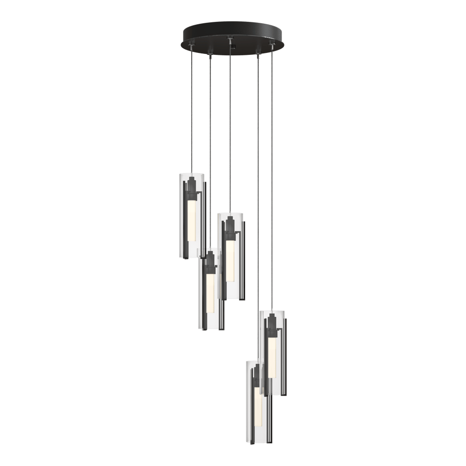 Hubbardton Forge Exos 5-Light Pendant - Customizable Height, Multiple Finishes, Dimmable Lighting