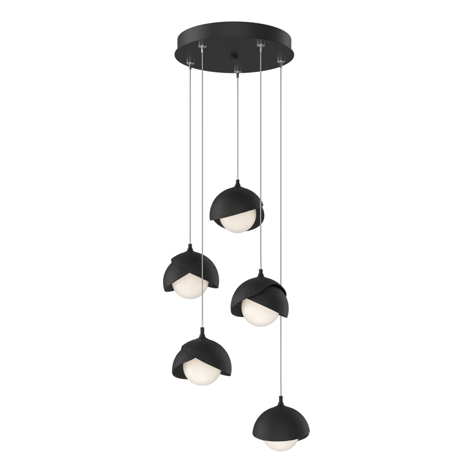 Brooklyn 5-Light Double Shade Pendant Chandelier with Customizable Finishes by Hubbardton Forge