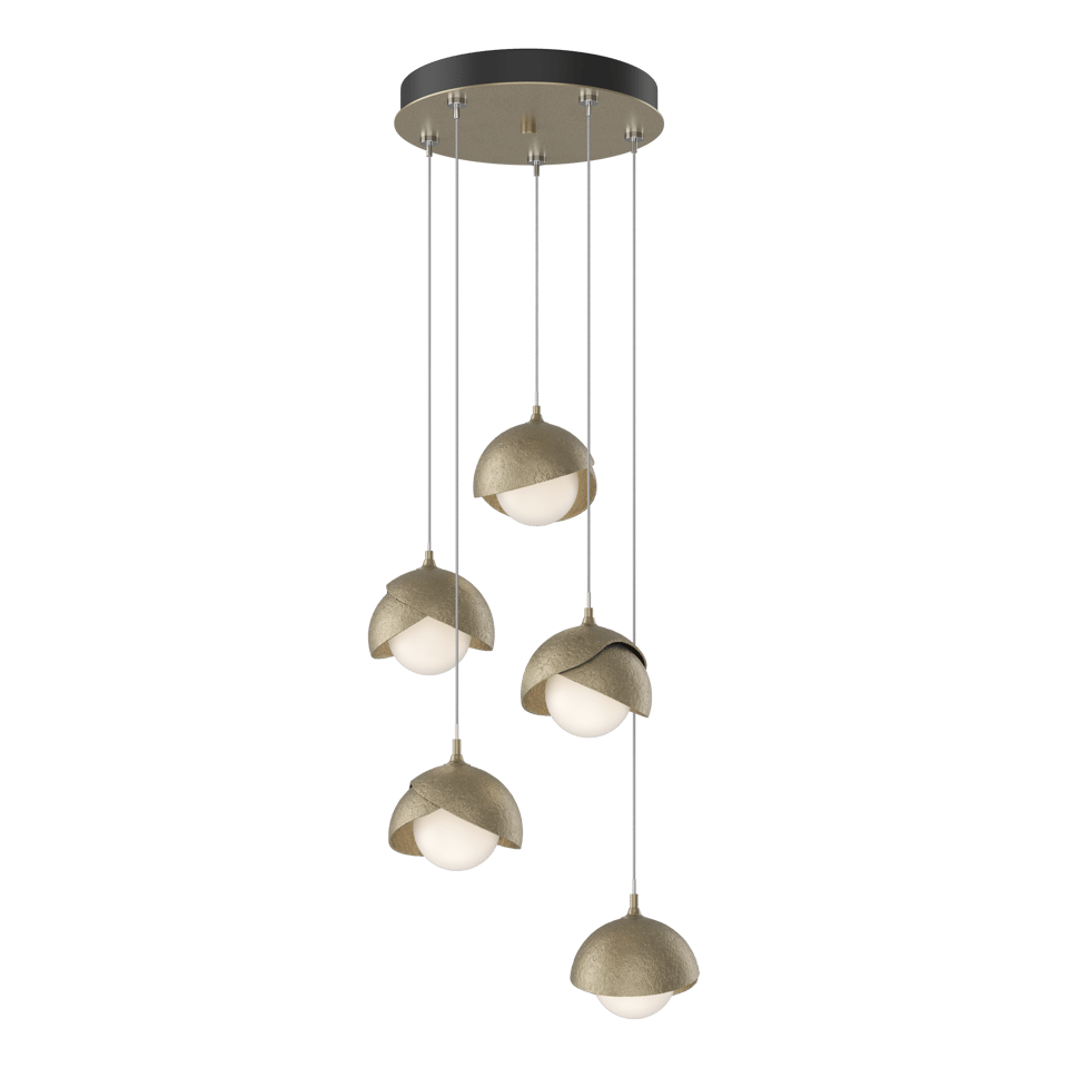 Brooklyn 5-Light Double Shade Pendant Chandelier with Customizable Finishes by Hubbardton Forge