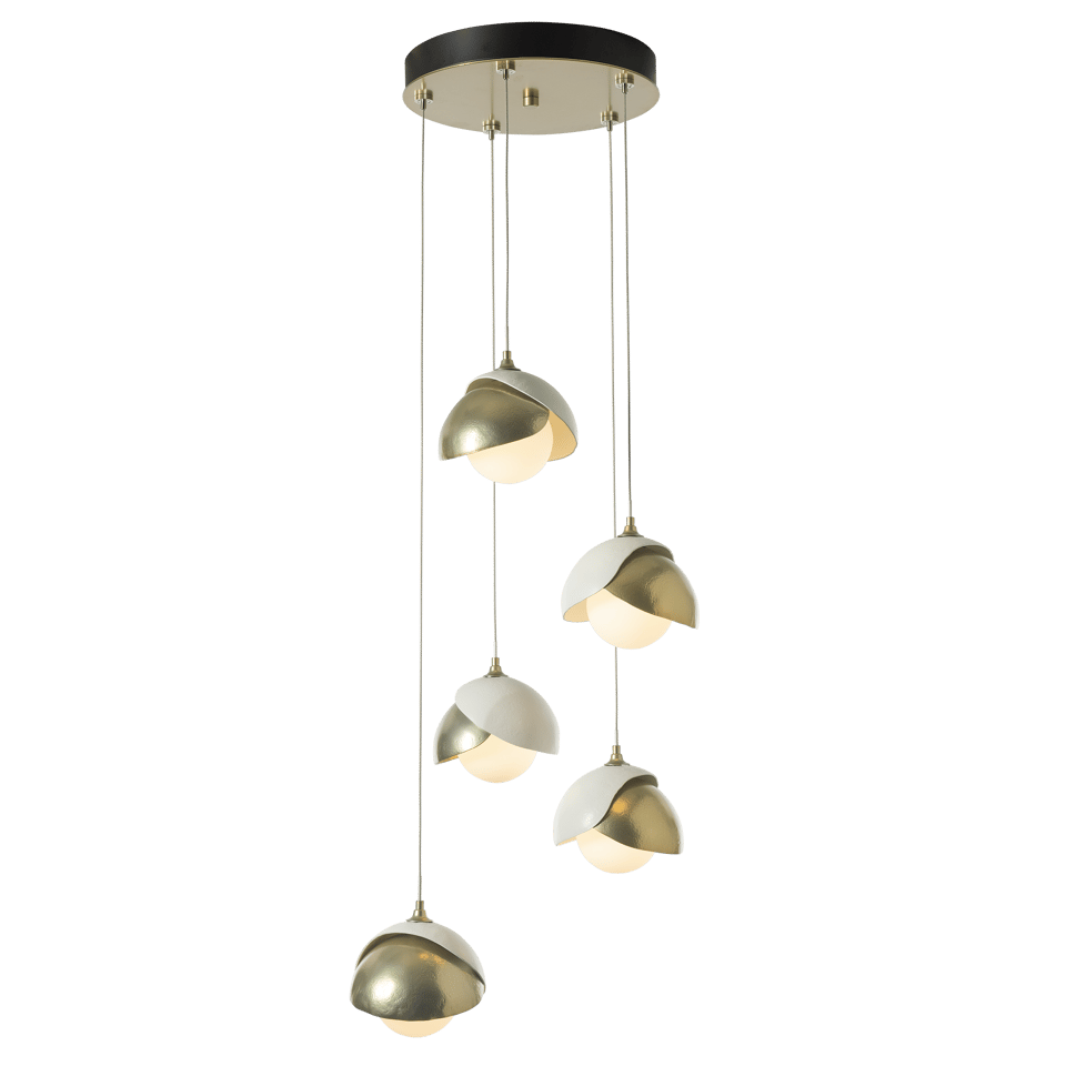 Brooklyn 5-Light Double Shade Pendant Chandelier with Customizable Finishes by Hubbardton Forge