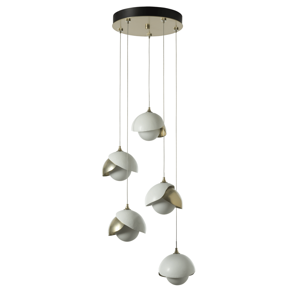 Brooklyn 5-Light Double Shade Pendant Chandelier with Customizable Finishes by Hubbardton Forge