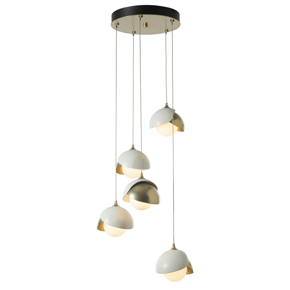 Brooklyn 5-Light Double Shade Pendant Chandelier with Customizable Finishes by Hubbardton Forge