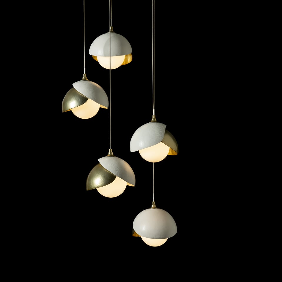 Brooklyn 5-Light Double Shade Pendant Chandelier with Customizable Finishes by Hubbardton Forge