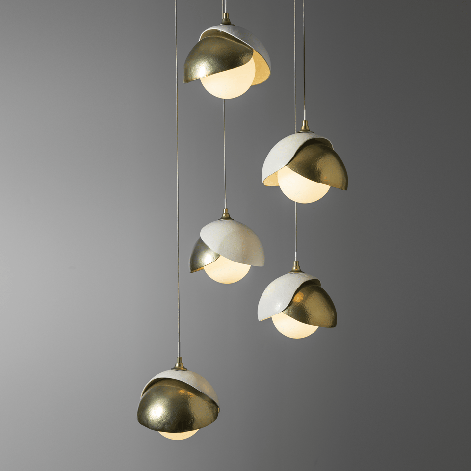 Brooklyn 5-Light Double Shade Pendant Chandelier with Customizable Finishes by Hubbardton Forge