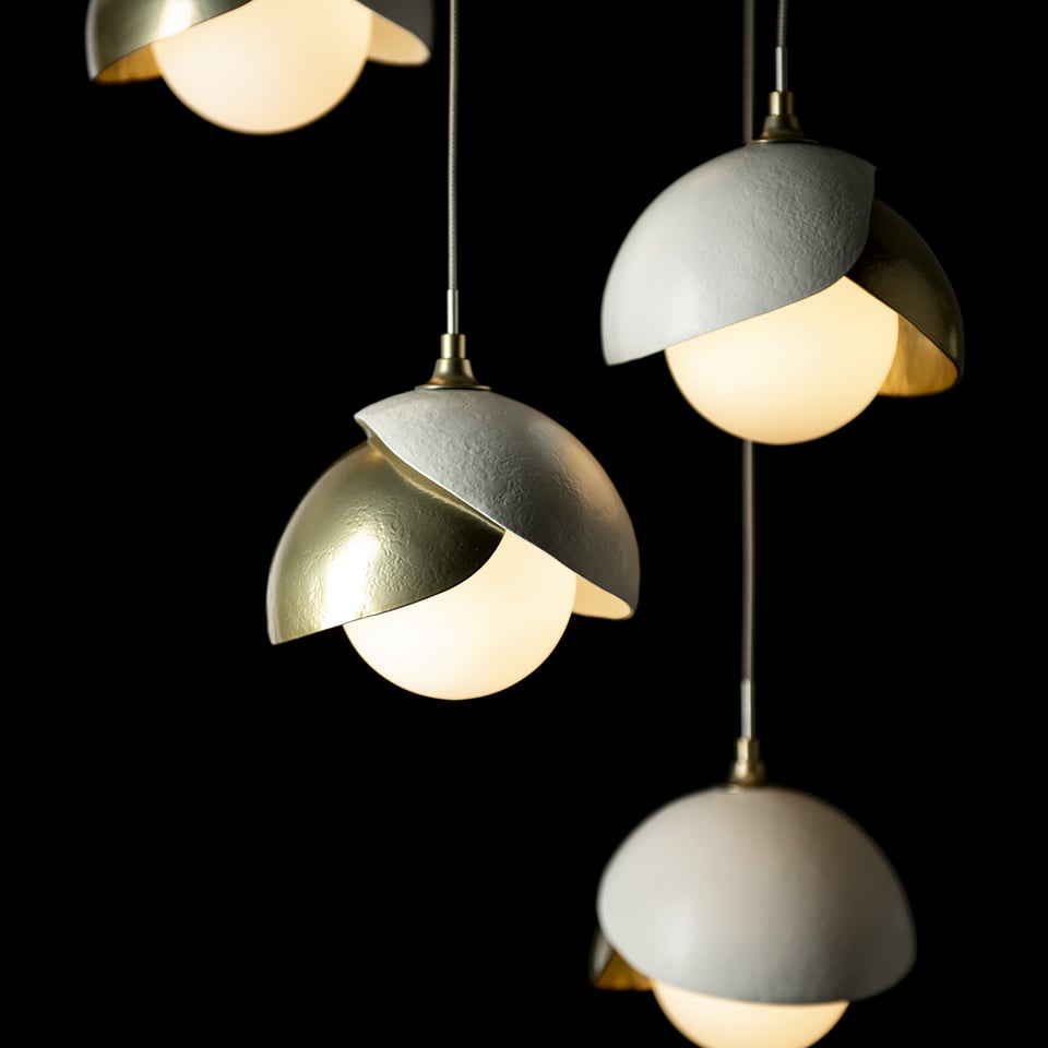 Brooklyn 5-Light Double Shade Pendant Chandelier with Customizable Finishes by Hubbardton Forge