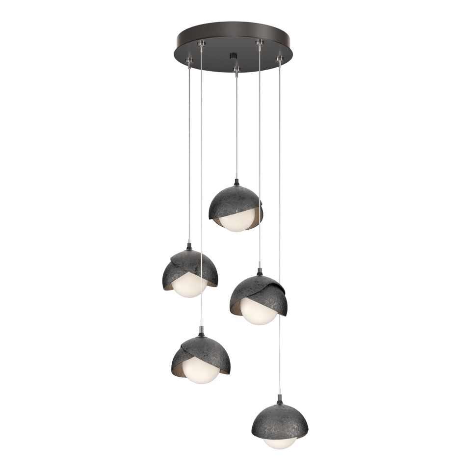 Brooklyn 5-Light Double Shade Pendant Chandelier with Customizable Finishes by Hubbardton Forge