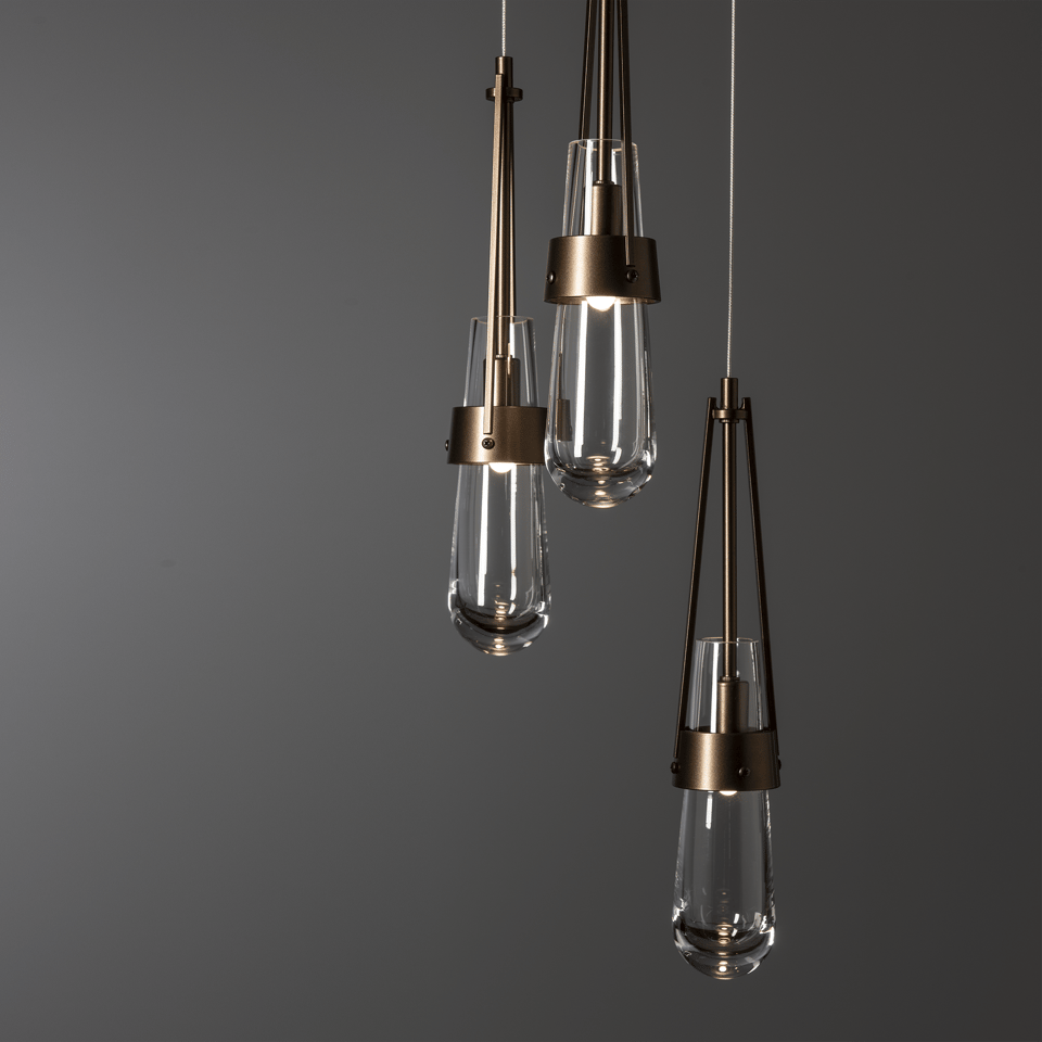 Hubbardton Forge Link 5-Light Clear Glass Pendant Light with Dimmable Functionality and Adjustable Height