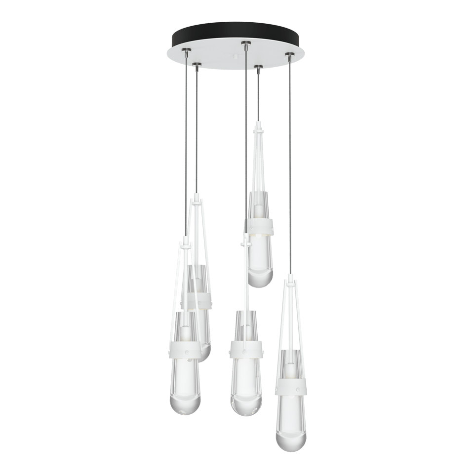 Hubbardton Forge Link 5-Light Clear Glass Pendant Light with Dimmable Functionality and Adjustable Height