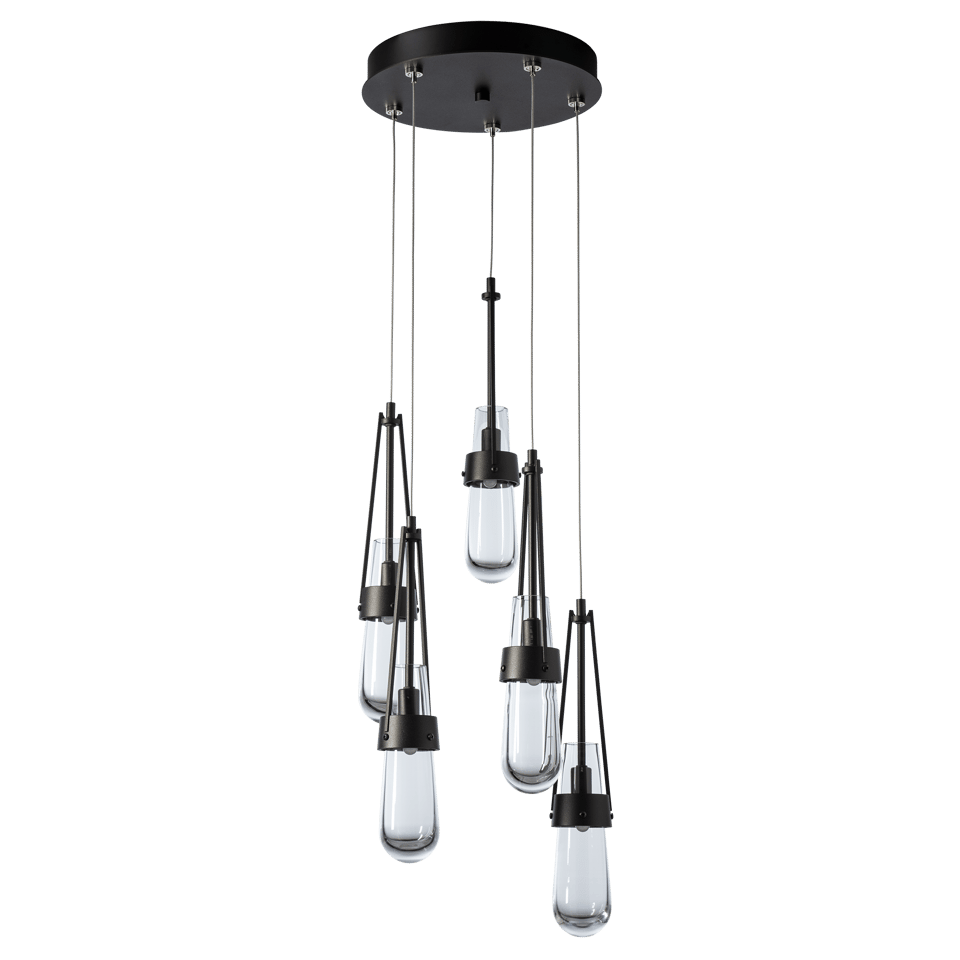 Hubbardton Forge Link 5-Light Clear Glass Pendant Light with Dimmable Functionality and Adjustable Height