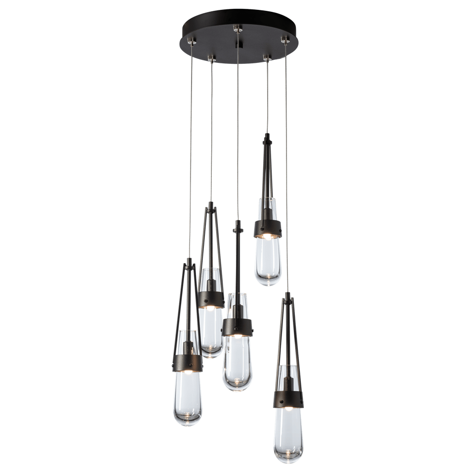 Hubbardton Forge Link 5-Light Clear Glass Pendant Light with Dimmable Functionality and Adjustable Height