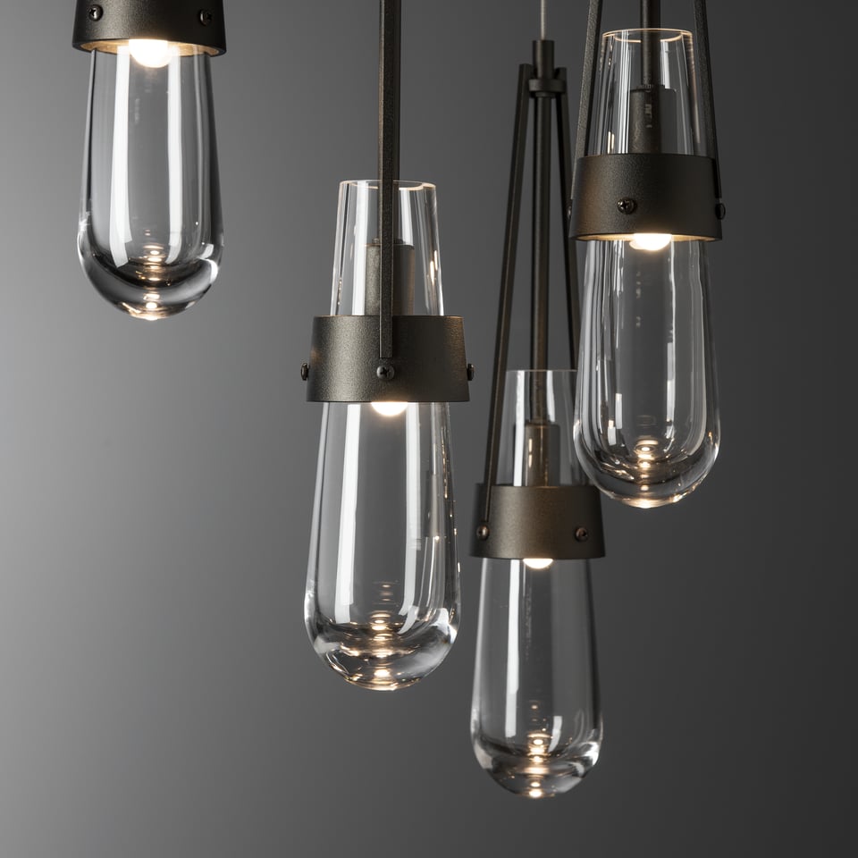 Hubbardton Forge Link 5-Light Clear Glass Pendant Light with Dimmable Functionality and Adjustable Height