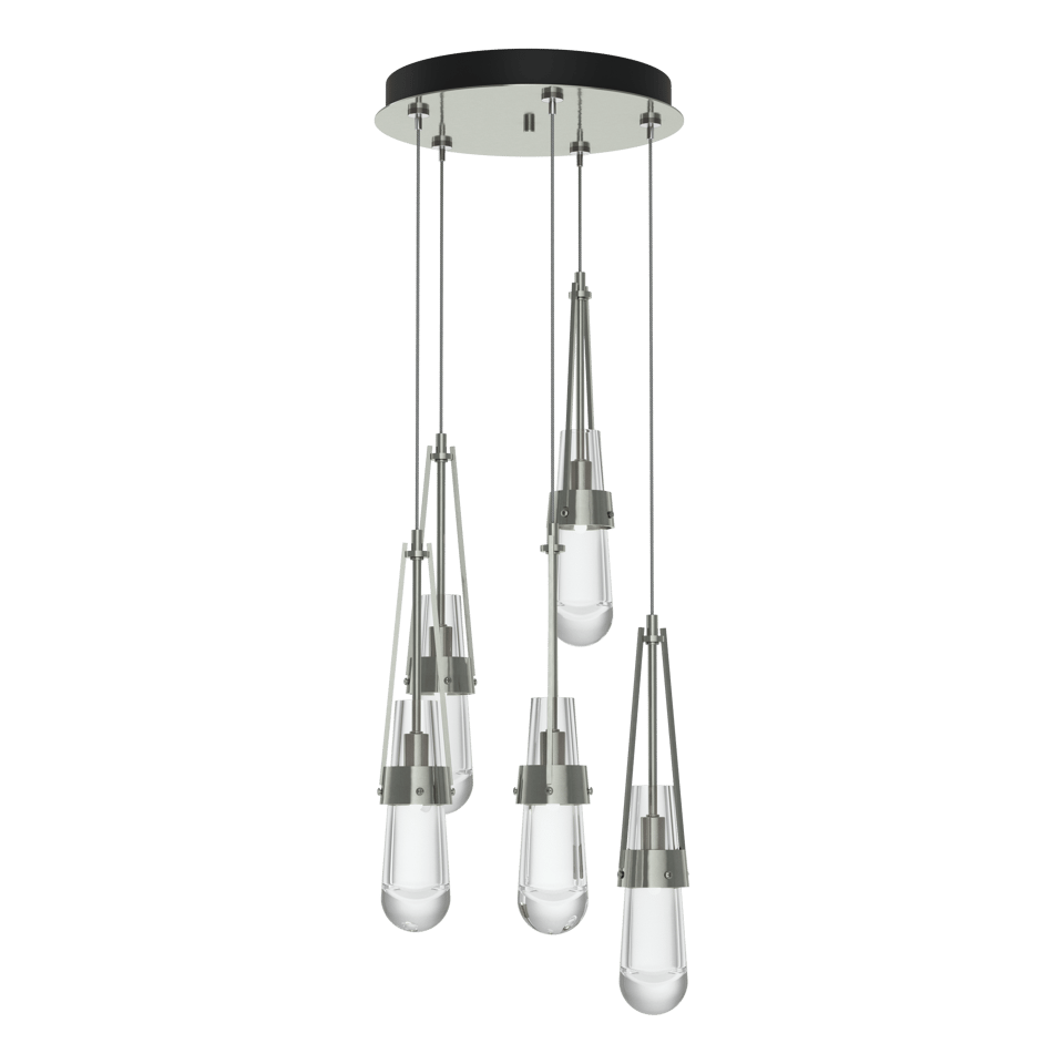 Hubbardton Forge Link 5-Light Clear Glass Pendant Light with Dimmable Functionality and Adjustable Height