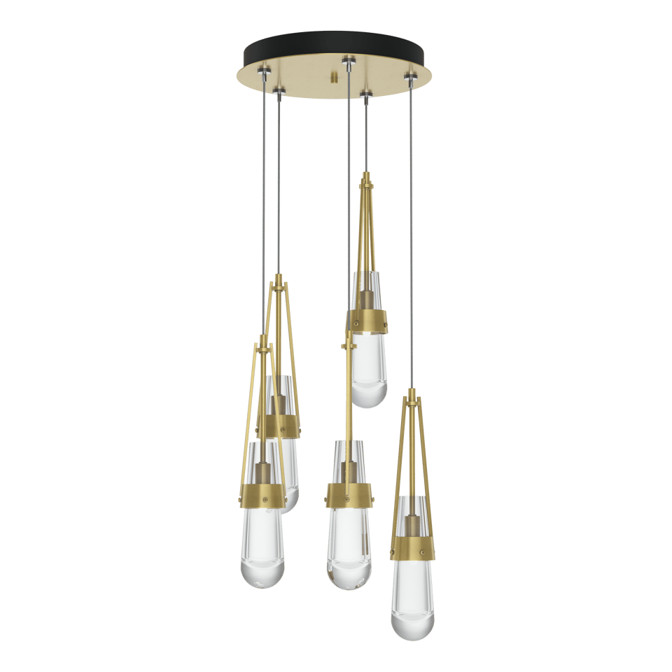 Hubbardton Forge Link 5-Light Clear Glass Pendant Light with Dimmable Functionality and Adjustable Height