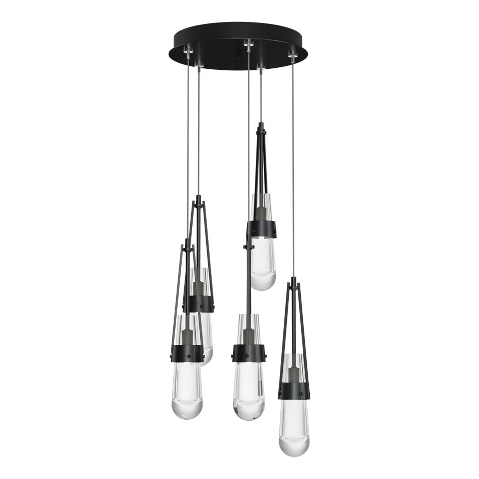 Hubbardton Forge Link 5-Light Clear Glass Pendant Light with Dimmable Functionality and Adjustable Height