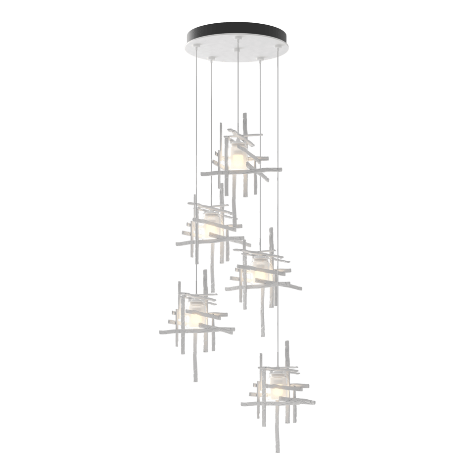 Tura 5-Light Frosted Glass Pendant by Hubbardton Forge - Modern Dimmable Ceiling Fixture in Multiple Finishes