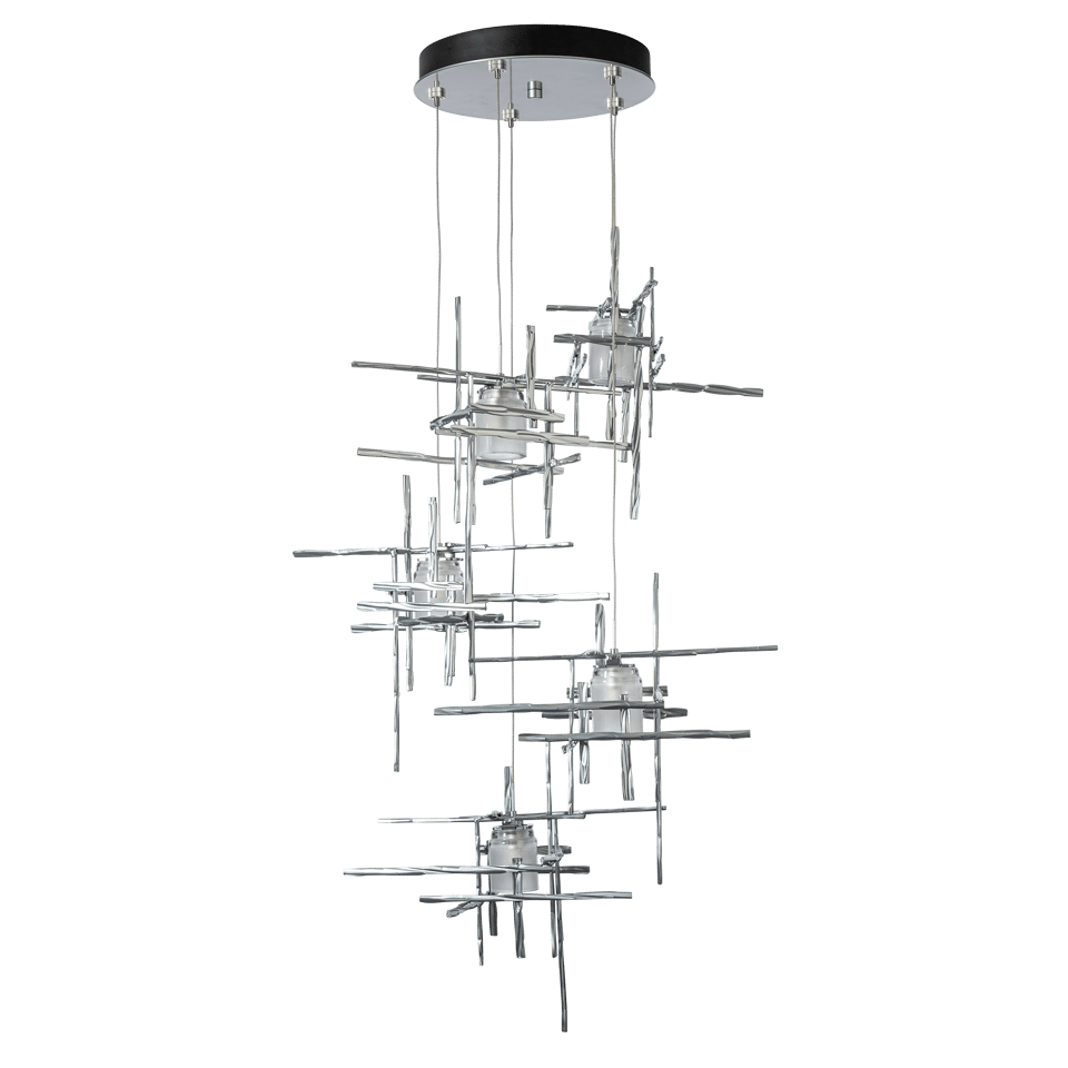 Tura 5-Light Frosted Glass Pendant by Hubbardton Forge - Modern Dimmable Ceiling Fixture in Multiple Finishes