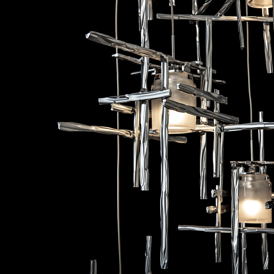 Tura 5-Light Frosted Glass Pendant by Hubbardton Forge - Modern Dimmable Ceiling Fixture in Multiple Finishes