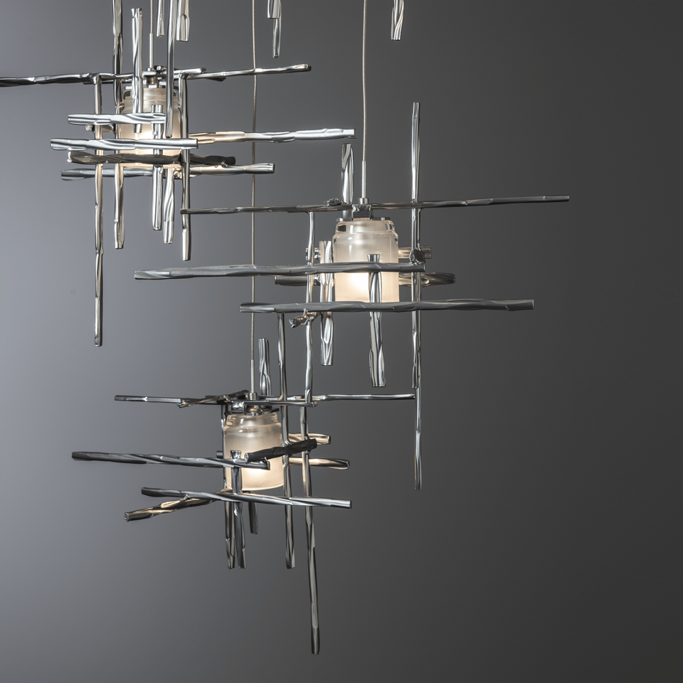 Tura 5-Light Frosted Glass Pendant by Hubbardton Forge - Modern Dimmable Ceiling Fixture in Multiple Finishes