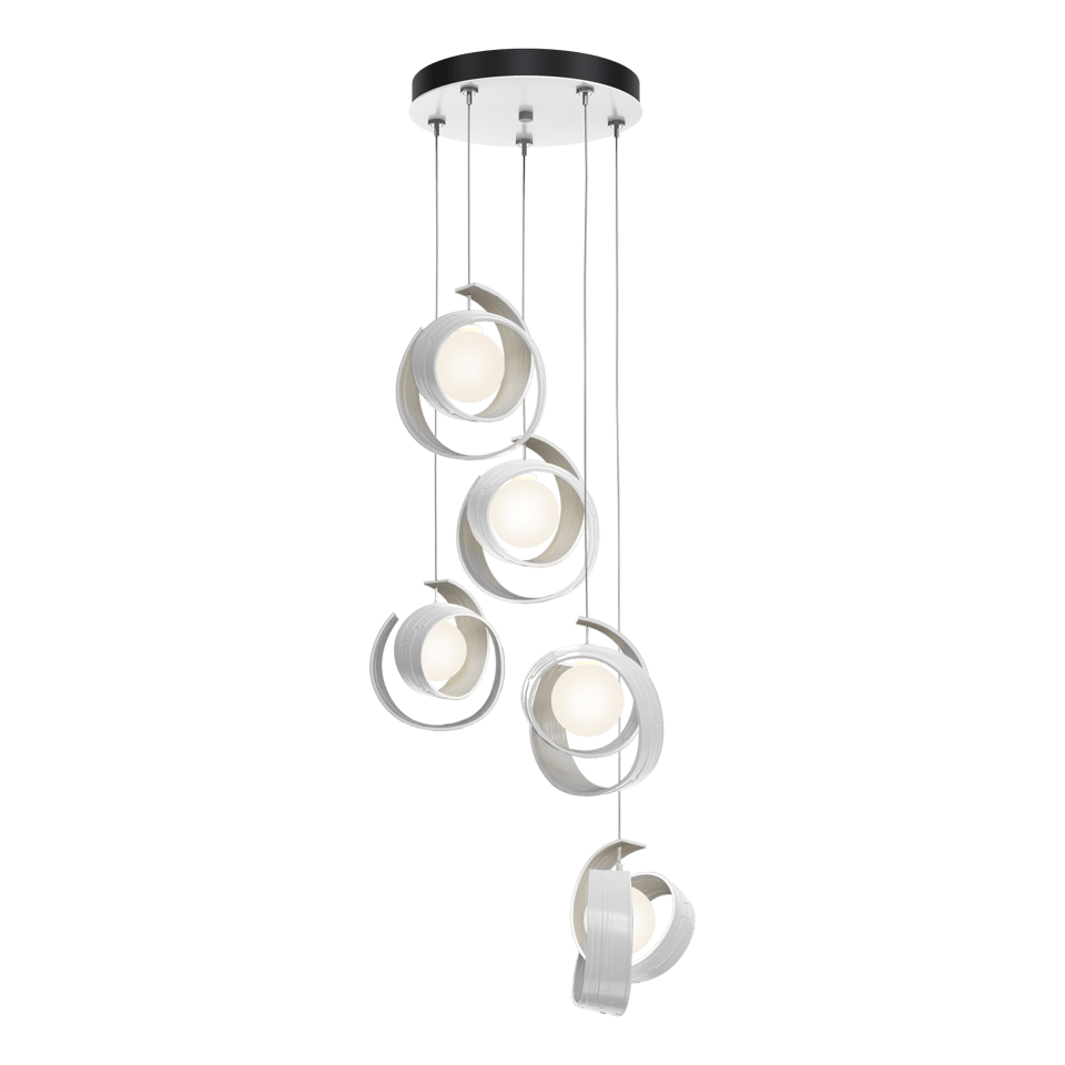 Hubbardton Forge Riza 5-Light Pendant Chandelier with Opal Glass Shades & Dimmable Design