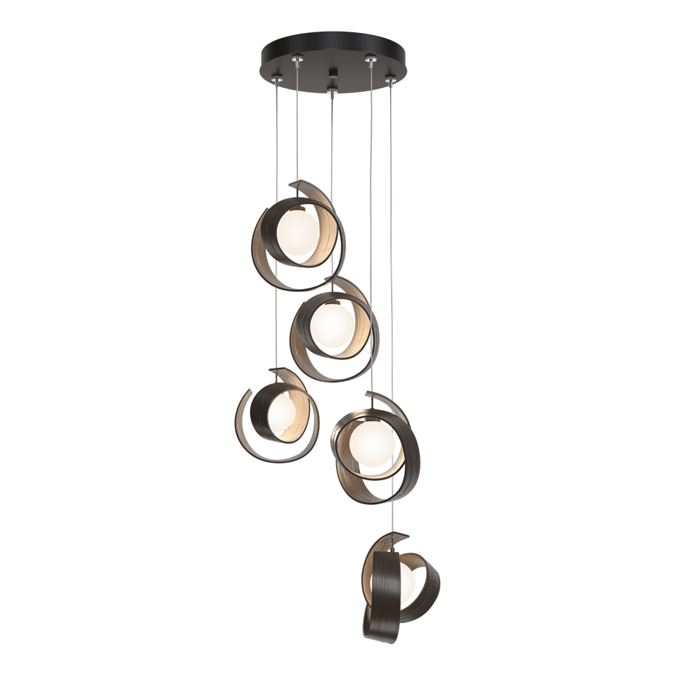 Hubbardton Forge Riza 5-Light Pendant Chandelier with Opal Glass Shades & Dimmable Design